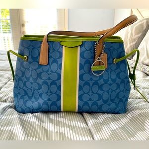 Coach Signature Stripe Drawstring Carryall and Wallet